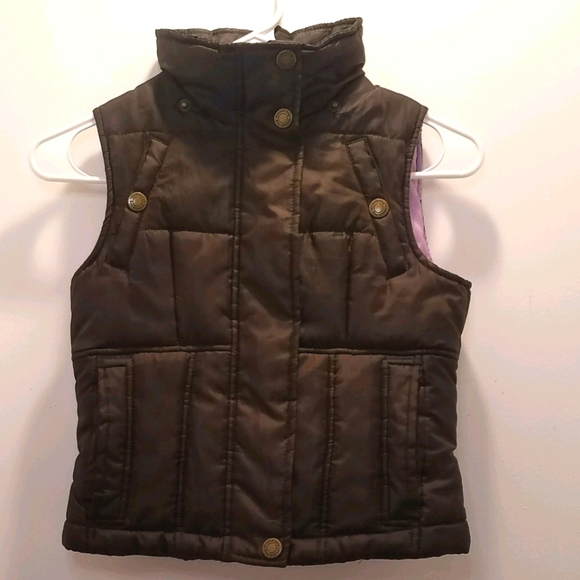 London Fog Girls Kids Puffer Vest Brown Small Size 7/8 Fall Back to School - Picture 2 of 7